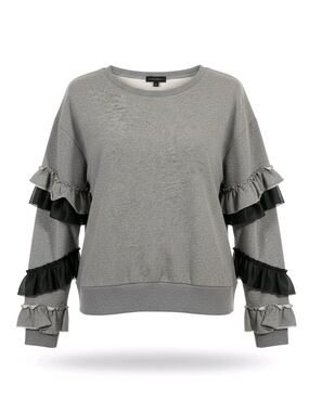 J. Crew Grey Sweatshirt with Black Ruffle Trim